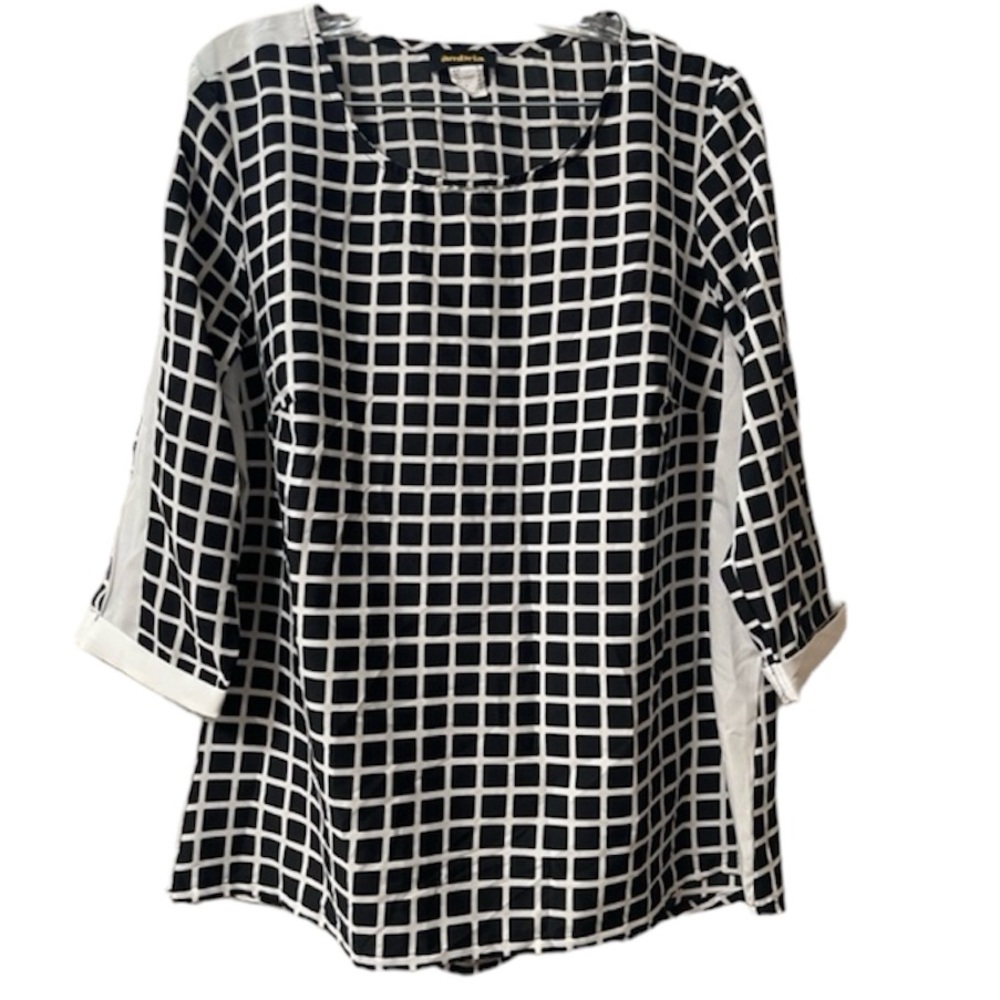 AMBRIA Black & White 3/4 Sleeve Blouse Size 10